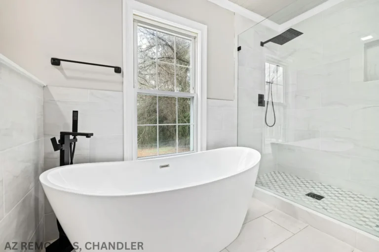 Modern bathroom with freestanding tub